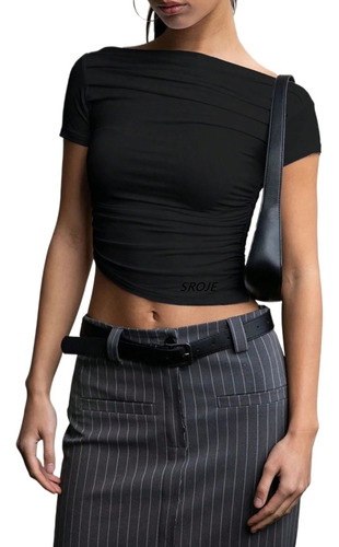 Camiseta Mujer Hombros Descubiertos Top Corto