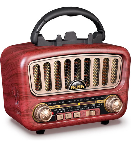 Prunus J-180 Radio Con Altavoz Bluetooth Vintage Con Volumen