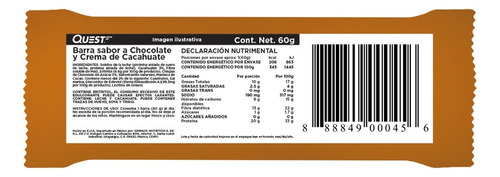 Barra proteica Quest Nutrition Barras de Proteína sin TACC sabor chocolate con crema de cacahuate 60 g pack x 12