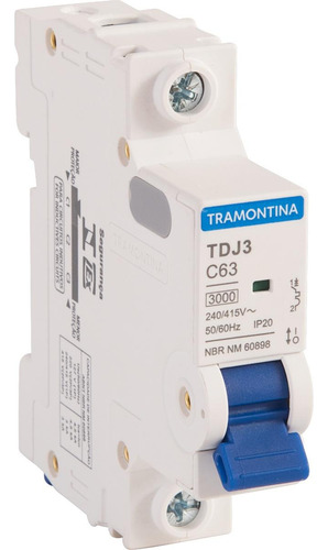 Disjuntor Unipolar Monopolar Din Tramontina 40a A 63a Mono
