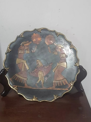 Charola O Platón Egipcio Decorativo En Bronce De Colección