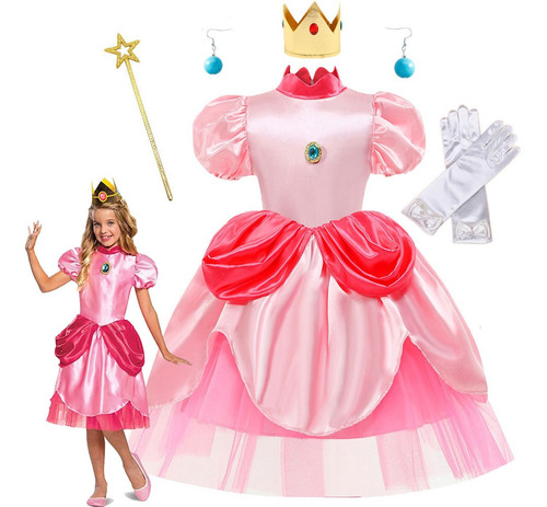 Disfraz De Halloween De Super Mario Peach Princess P/niñas