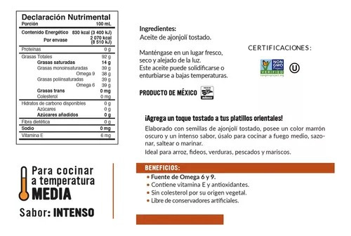 Aceite De Ajonjolí Tostado Inés 3.78 Lts Aceite De Sesamo