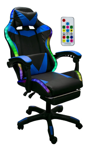 Silla Gaming Con Reposapies Y Luz Led Premium Gamer