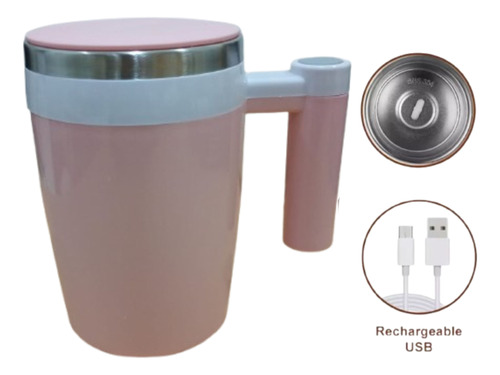 Taza Mezcladora Batidora Magnetica Automatica Con Usb Blanco