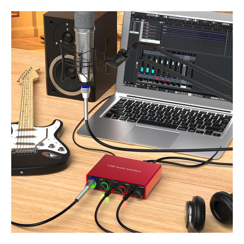 Interface De Áudio Usb Com Gravação E 48v Phantom Power