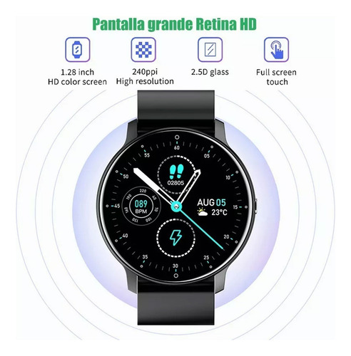 Smartwatch Genérica Zl02 Malla Negra De Silicona Y Bisel