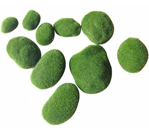 Healifty 12pcs Artificial Moss Stones Fairy Garden Moss Rock