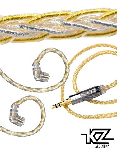 Cable Kz Gold Silver Mixed Upgrade Reforzado Oro Y Plata