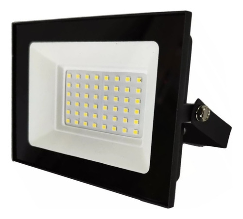 Reflector Proyector Led 50w Ultra Fino Carcasa Negro Luz Blanco Frío