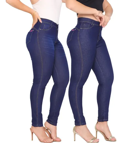 MLB 1087082789 Kit 2 Calca Jeans Feminina Cintura Alta Com Lycra JM