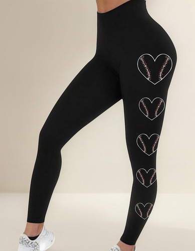 Leggings Elásticos Con Estampado De Béisbol Q Pants, A La Mo