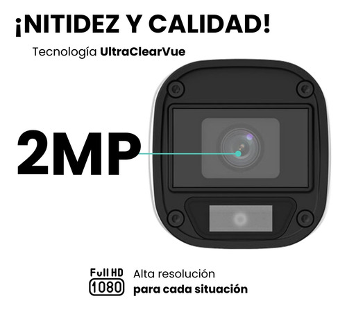 Uniarch Kit De Seguridad Kit-104f-plus-6c-sc2tb 6 Cámaras Análogas Alta Definición Bullet 1080p 2mp + Hdd 2 Tb Protección Exterior Ip67 Máxima Seguridad Fácil Instalación 104f Cctv