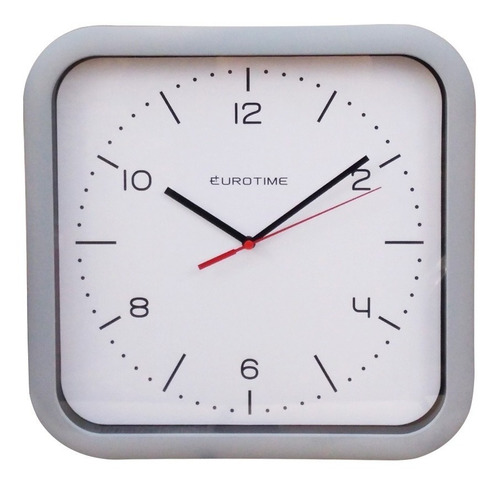 Reloj De Pared Color Gris Eurotime Cuadrado 29cm 
