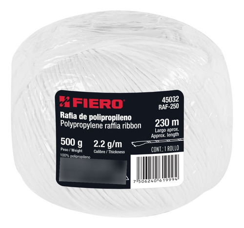 Rollo De Rafia 500g 230m Fiero Color Blanco