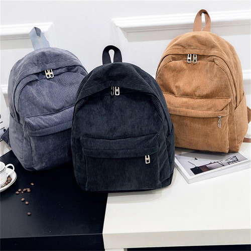 Mochila De Pana Linda A Rayas Informal De Moda Negro