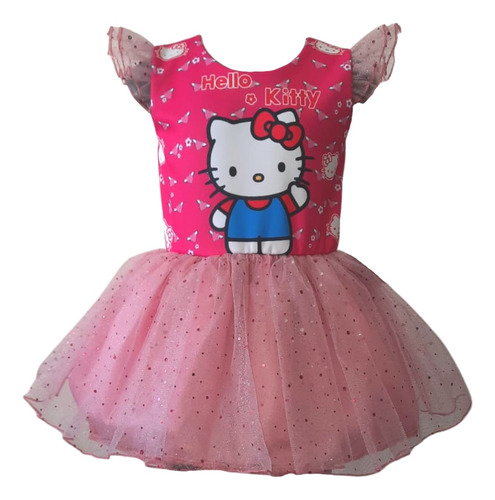 Vestido Niña Hello Kitty Fiesta Tutú Glitter