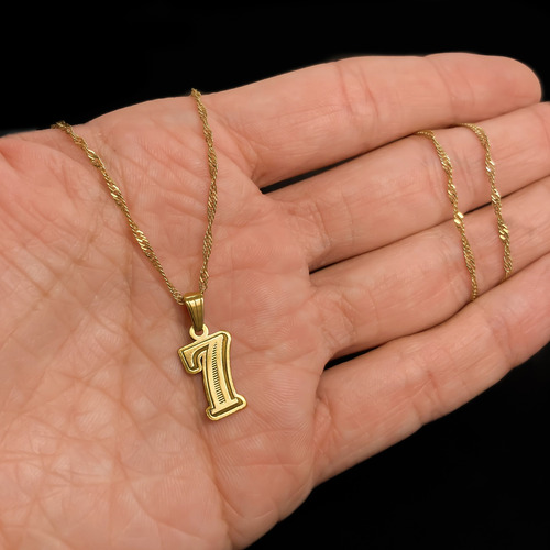 Cadena Y Dije Números Oro 18k 7 - Siete 40 Cm