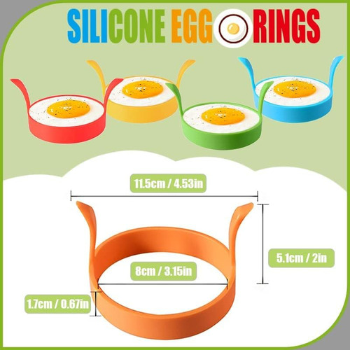 4 Anillo Huevo Frito, Moldes Huevos Anillos Mango Silicona