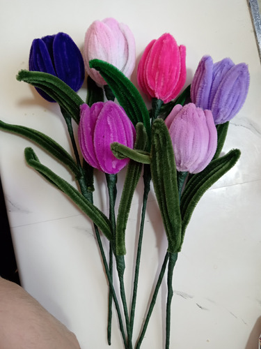 Tulipanes Eternos De Limpiapipas 6 Pzas Mayoreo.