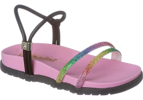 Sandália Infantil Feminina Birken Rasteira Strass Ref 800