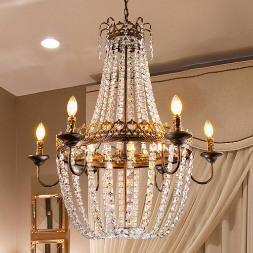 Wellmet Candelabro De Cristal Del Imperio Frances, 6 Luces,