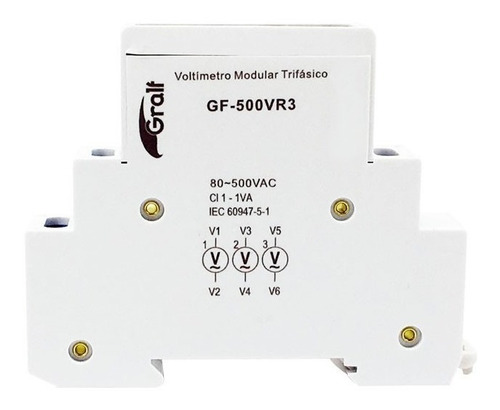 Voltimetro Modular Trifasico Gralf Gf-500vr3 80-500v R/din