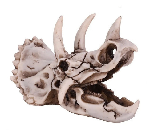 Enfeite Aquário Terrário Crânio Triceratops 16x7,5x11cm
