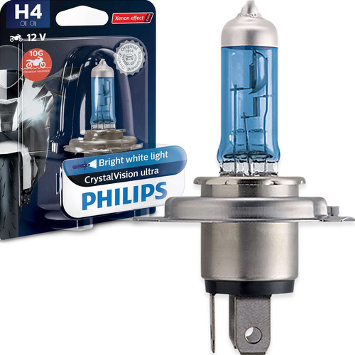 Imagem 1 de 6 de Lampada De Farol Philips Crystal Vision Moto H4 60/55w 12v