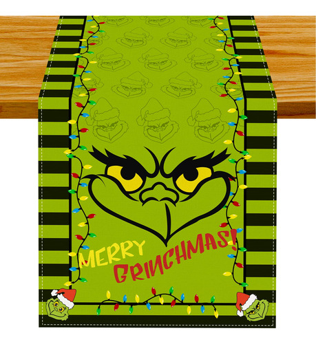 Farmnall Linen Verde Table De Navidad De Navidad Merry Grinc