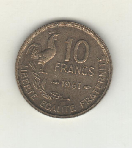 Francia Moneda De 10 Francos Año 1951 Km 915.1 - Excelente