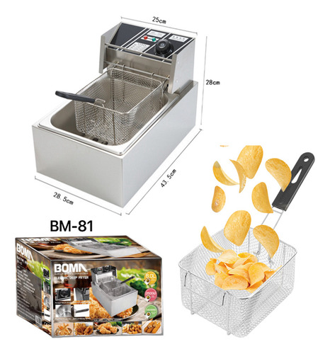 Freidora De Aceite Eléctrica Automática 6l Acero Inoxidable Plateado 50hz-60hz