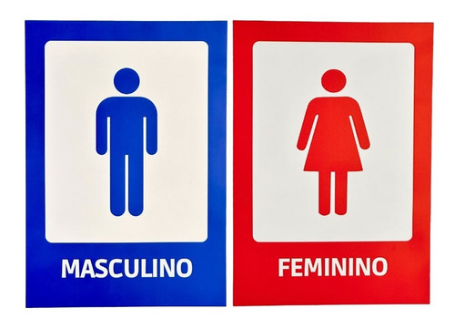 Kit Placa Sinalização Banheiro Masculino E Feminino C/ Fita