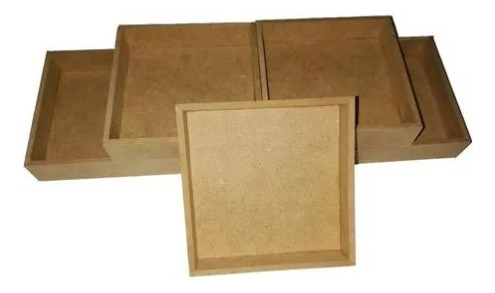4 Charolas De Madera Mdf 4.7 Mm 30x30x3 Cm De Alto Natural¡¡