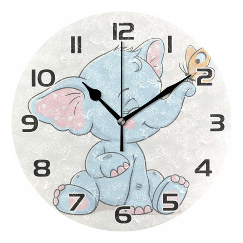 Reloj De Elefante Lindo Reloj De Pared Redondo Silencio...