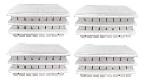 Forma De Gelo Com Tampa Sem Bpa - 12 Unidades Cor Branco