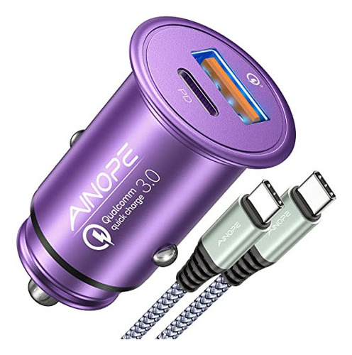 Ainope Cargador De Coche Usb C 48w Super Mini Todo Metal Ada