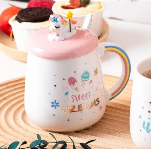 Mug Taza Aguacate Tapa Y Cuchara Tazón Pocillo