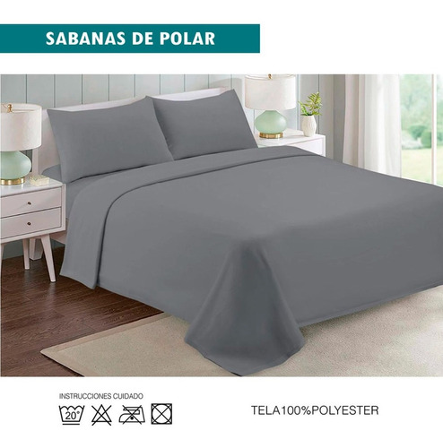 Sabanas De Polar 2.0 Plazas (queen) Gris Otoño Invierno