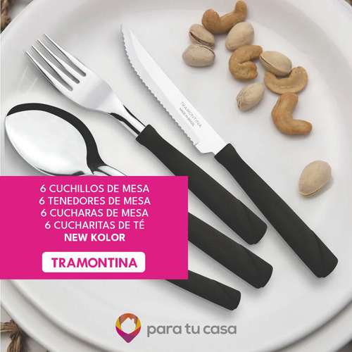 Set Vajilla Vidrio Vasos Durax Cubiertos Tramontina X 42 Pza