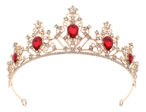 Diadema Con Forma De Corona De Piedras Preciosas Rojas Para