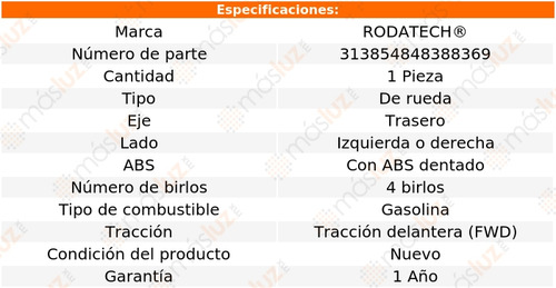 (1) Maza Rueda Tra Izq/der C/abs Aveo5 1.6l 4 Cil Fwd 07/11