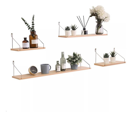 Estantes Flotantes De Pared Para Dormitorio Cocina Baño 4pcs Eshopangie