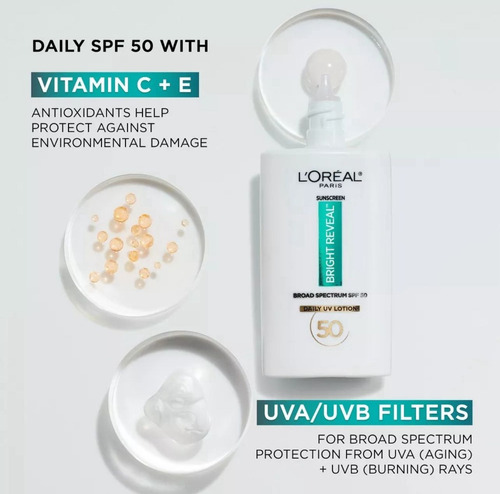 L'oreal Bright Reveal Broad Spectrum Daily Uv Lotion Spf 50