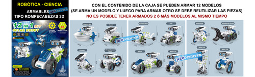 Robot Kit Solar Robotica 12 En 1 Ciencia Proyecto Cod: 13 6