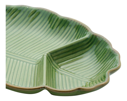 Imagem 4 de 4 de Folha Decorativa De Ceramica Banana Leaf Verde 26,5x20x4cm