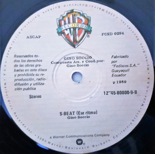 Gino Soccio (disco 12 ) 45 Rpm (1980) Disco Vinilo