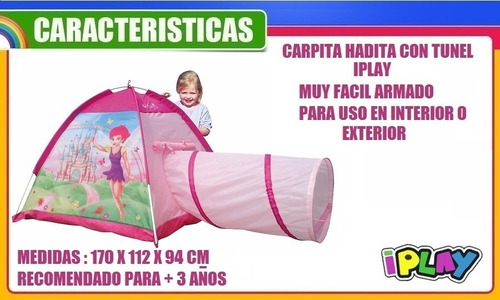 Carpa Casita Infantil C/ Tunel Niños Haditas Iplay 8321
