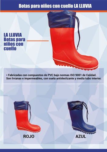 Imagen 2 de 4 de Bota De Lluvia Niños Con Cuello Talle 23-32 Varios Colores