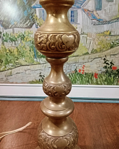 Antigua Lámpara De Pie De Bronce Hindú (Usado)